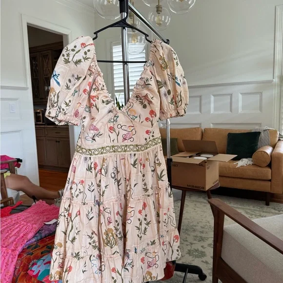 Agua Bendita Cream Floral Mini Dress - Picture 6 of 9